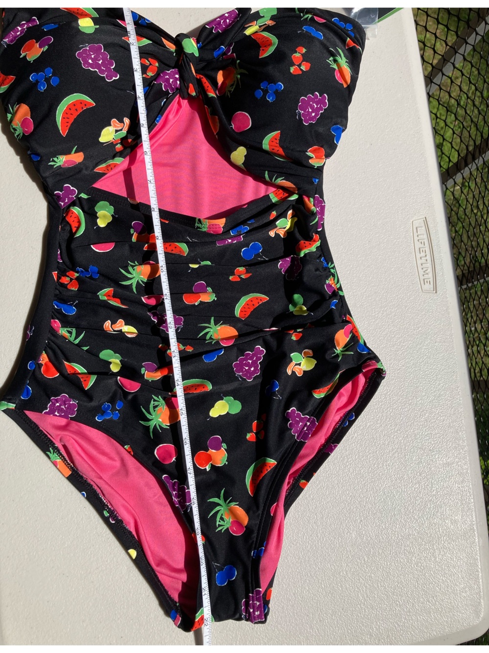 NWT Kate Spade Black One Piece Swimsuit Colorful Fruit Print Bathing Suit - Picture 9 of 16